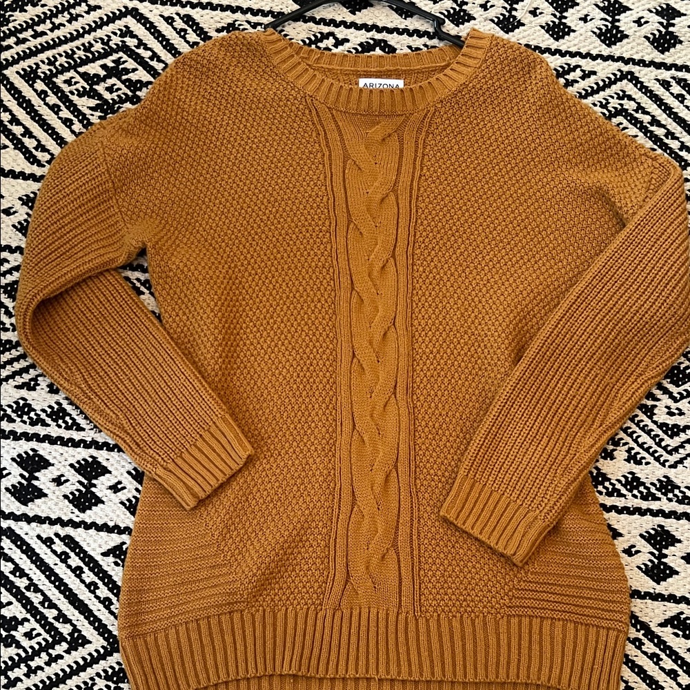Arizona Jean Company Women's Mustard Cable Knit Sweater